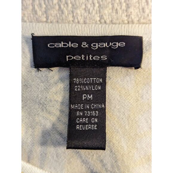 Cable & Gauge Womens Petite Medium PM Yellow Black Sweater Floral Sunny Palm - Picture 3 of 7